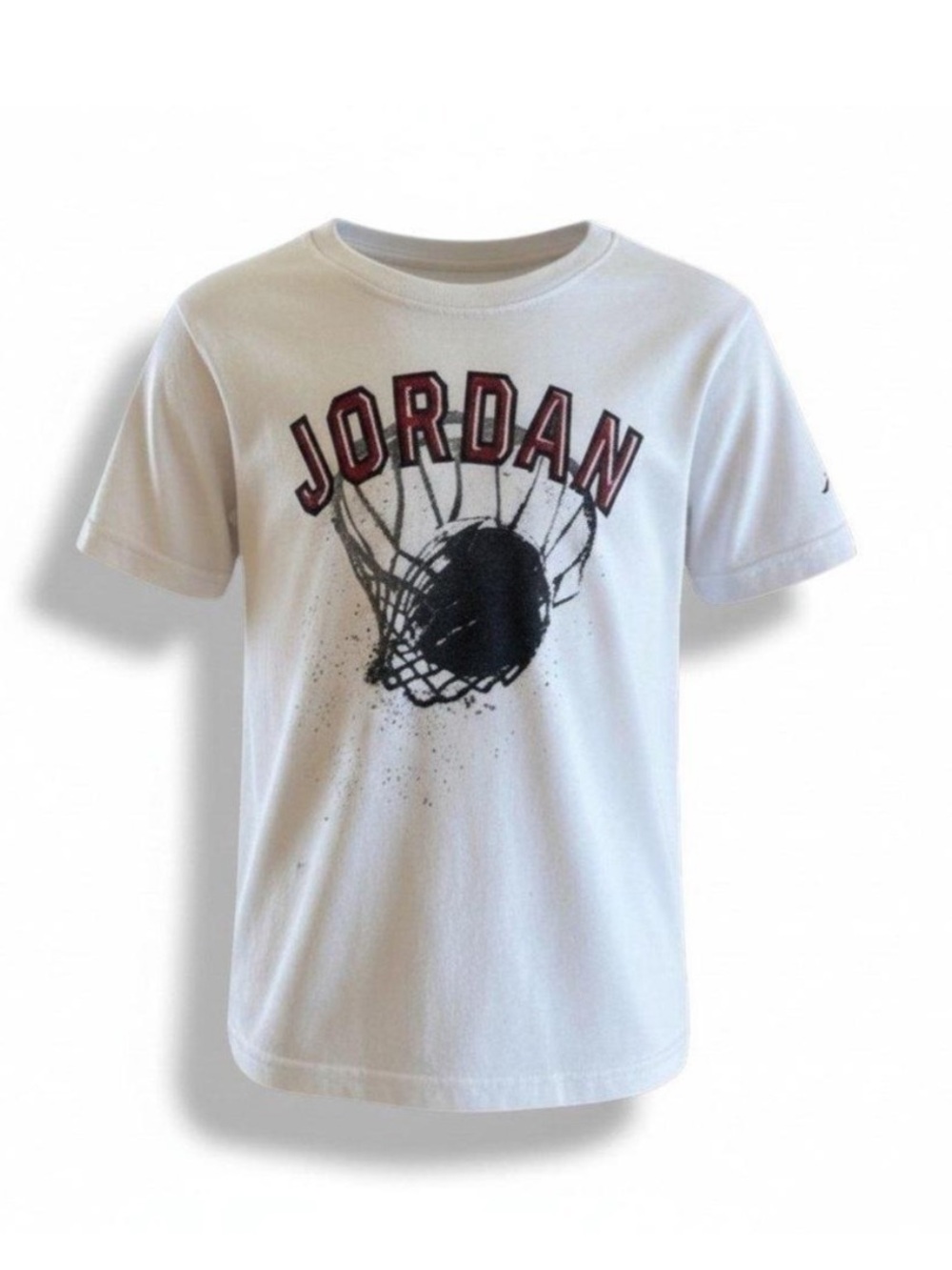 Jordan Kids White Tee with Basketball Graphic